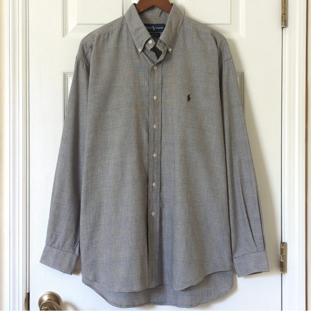 Ralph Lauren 90's Vintage Blake Micro Plaid Long Sleeve Button Down Shirt